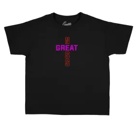 Kids Black Gloss 7 Shirt - Greatness Cross - Black