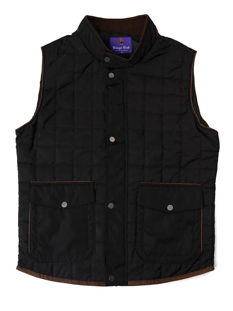 Kings Club Couture Black Quilted Hunting Jacket For Men KCJVQH01