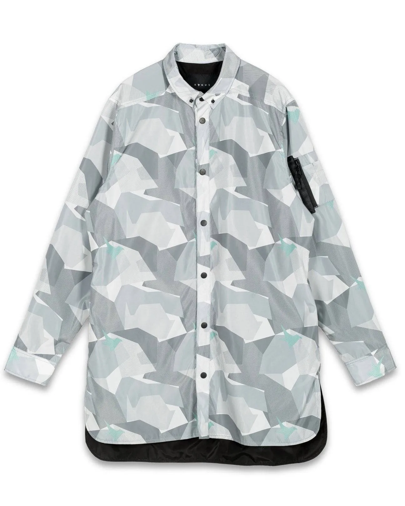 Konus Men's Camo Printed Long Shirt Jacket in Grey