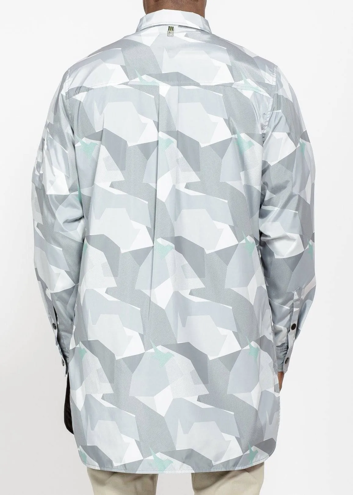 Konus Men's Camo Printed Long Shirt Jacket in Grey