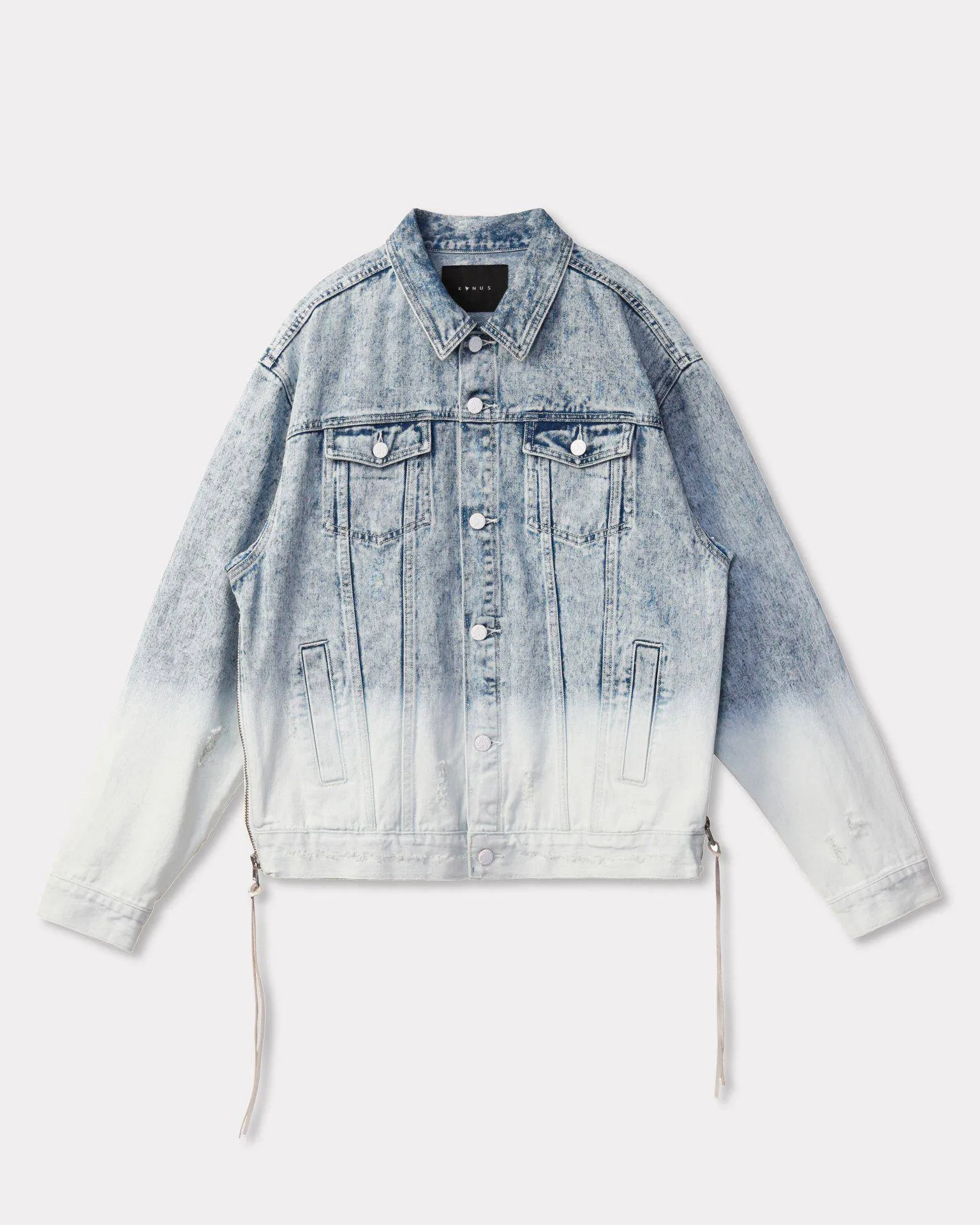 Konus Men's Denim Trucker Jacket with Ombre Bleaching