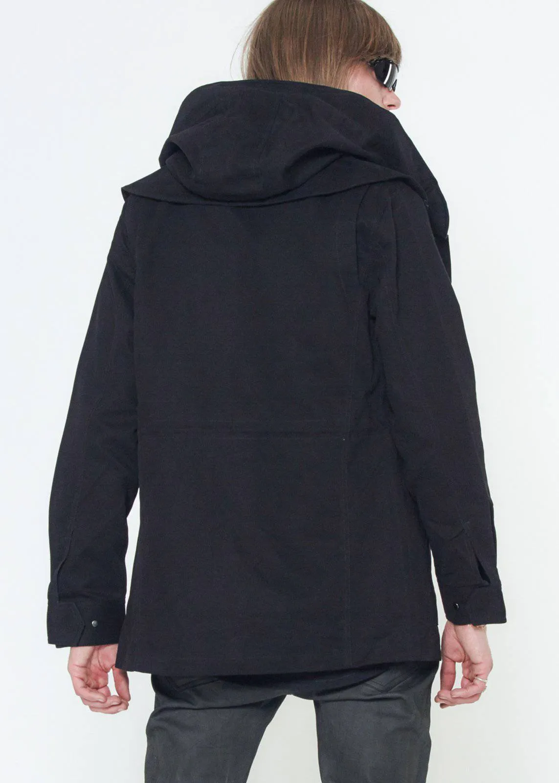 Konus Men's M-65 Jacket With Oversized Hood in Black