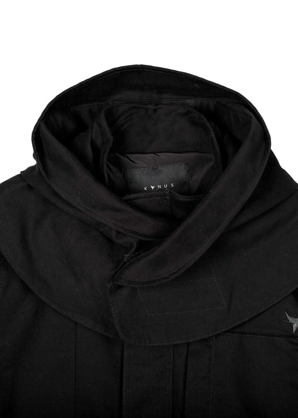 Konus Men's M-65 Jacket With Oversized Hood in Black