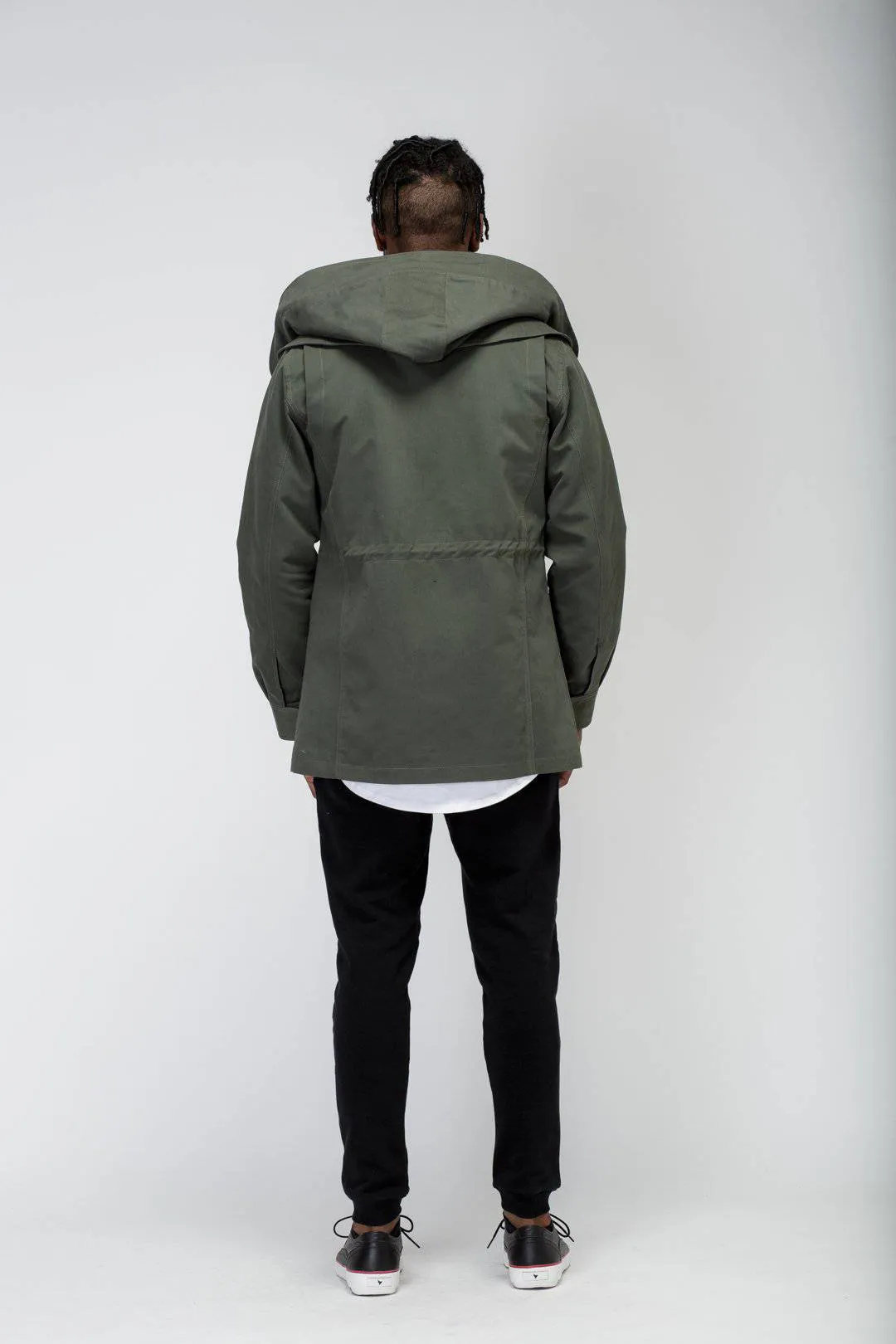 Konus Men's M-65 Jacket With Oversized Hood in Olive