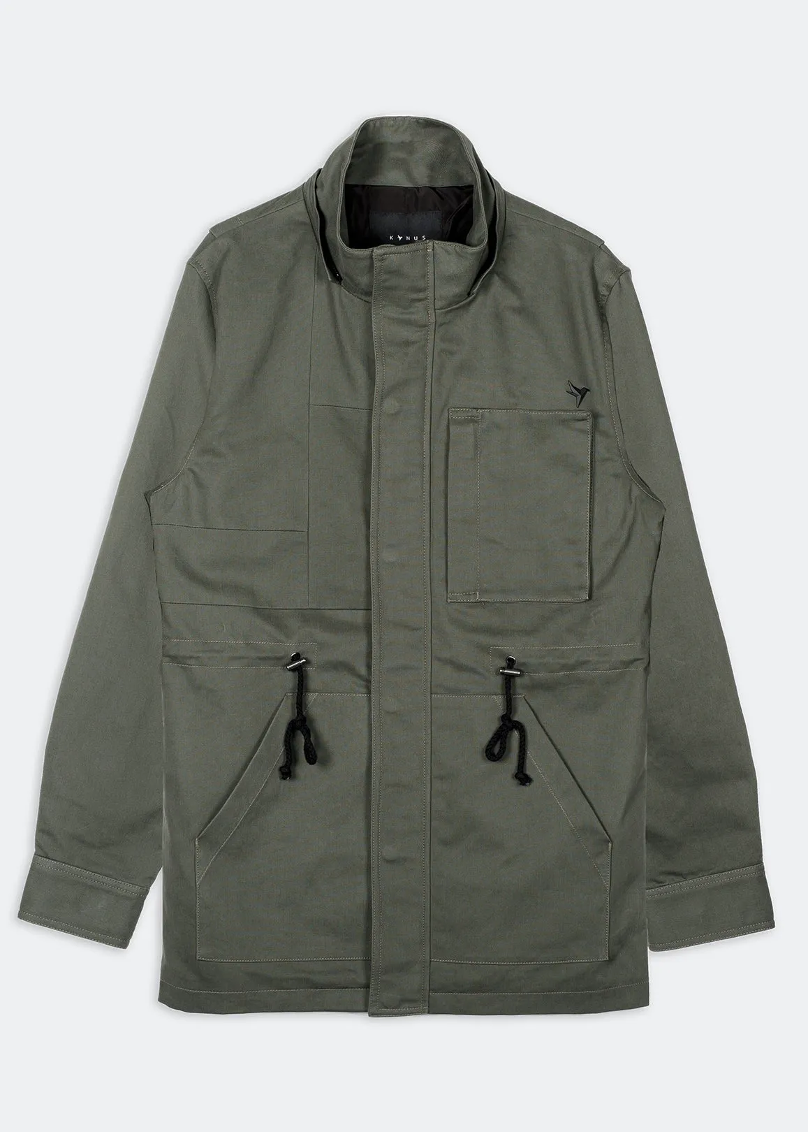 Konus Men's M-65 Jacket With Oversized Hood in Olive