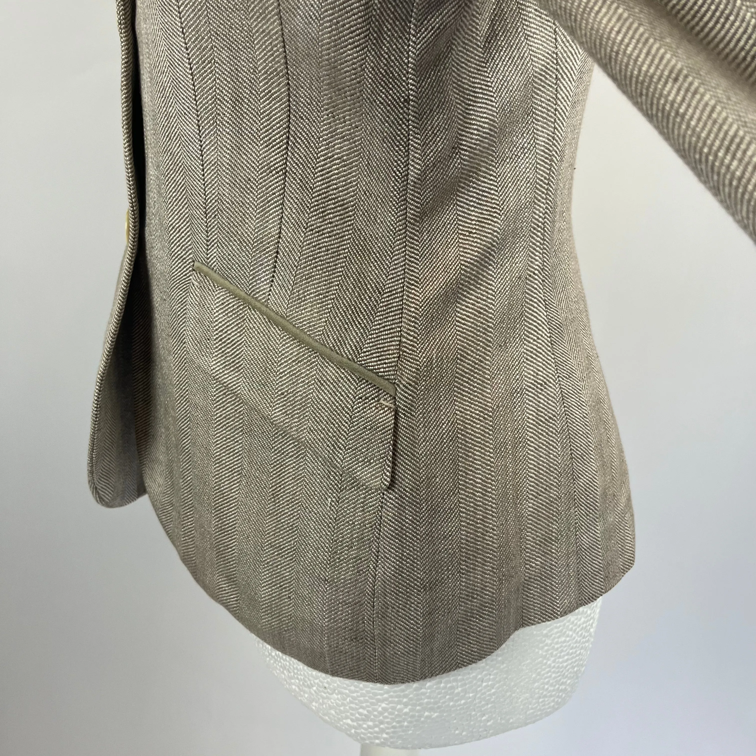 Loro Piana Moss Herringbone Linen Jacket S