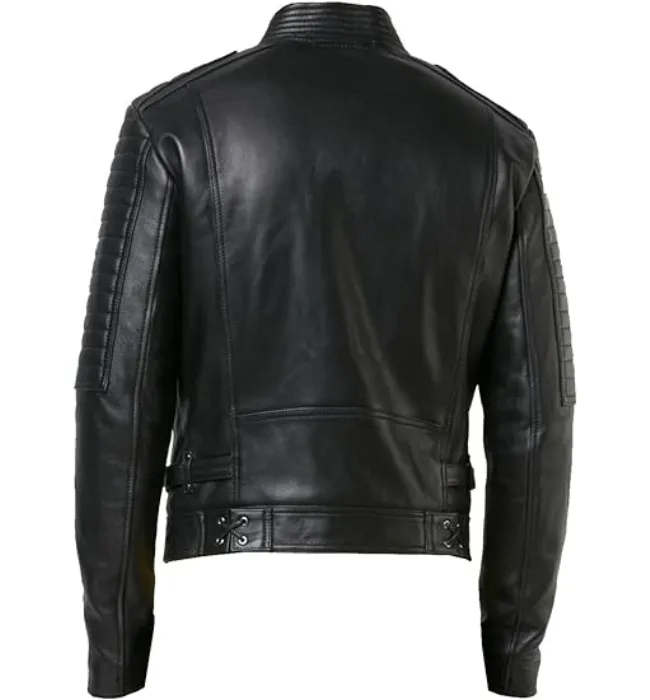 Mens Black Bomber Quilted Leather fashion Stylish Jacket