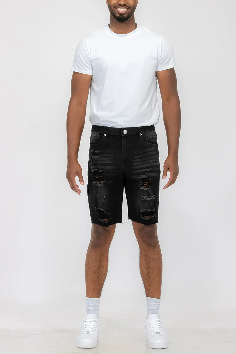 Mens Distressed Denim Shorts