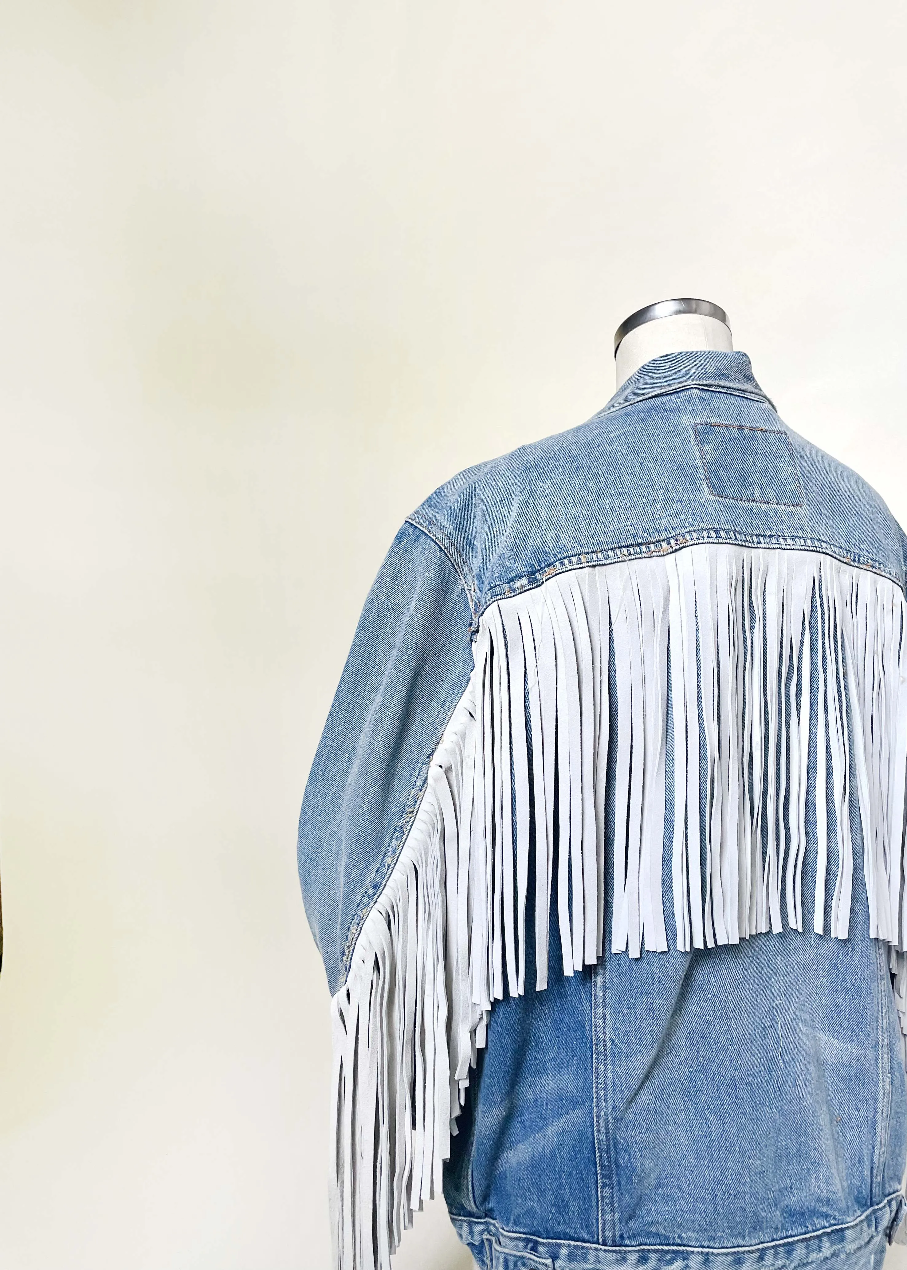 Mens Fringe Denim Jacket