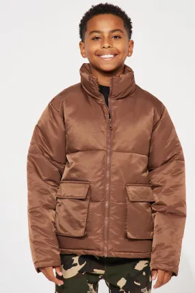 Mini Travis Nylon Cropped Puffer - Dark Brown