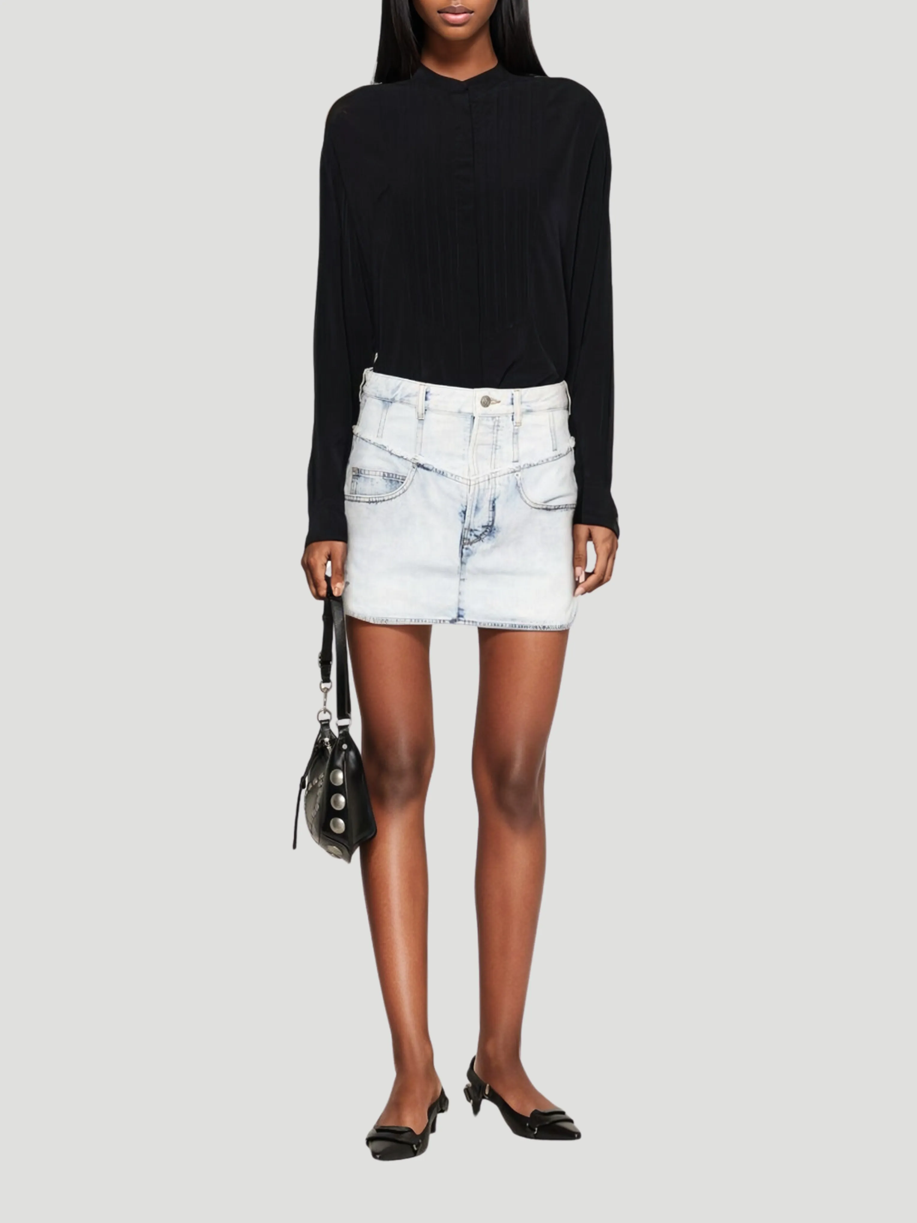 Narjis Washed Denim Mini Skirt