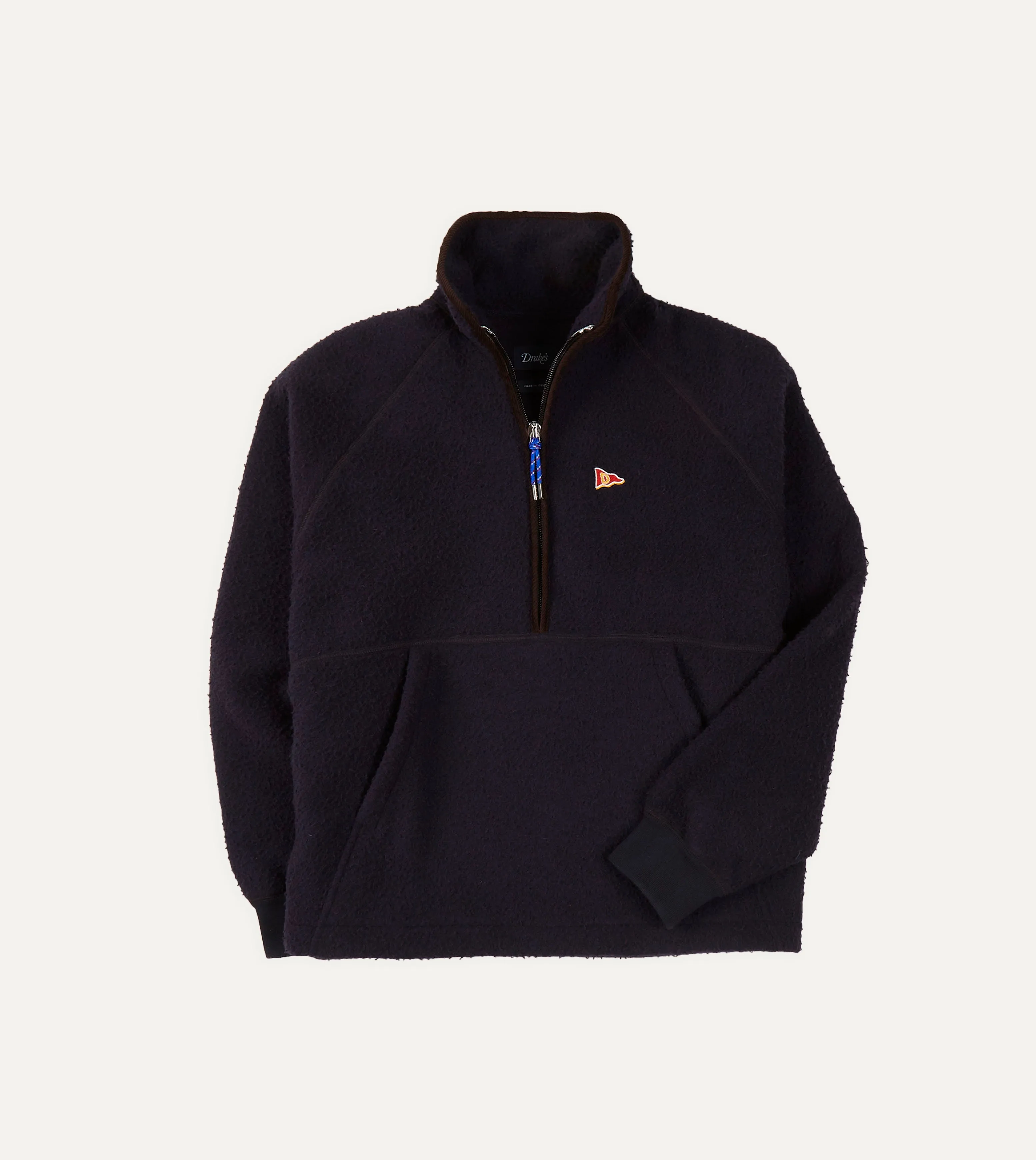 Mens Navy Casentino Wool Half-Zip Pullover Fleece Sweater - Cozy & Stylish Winter Wear