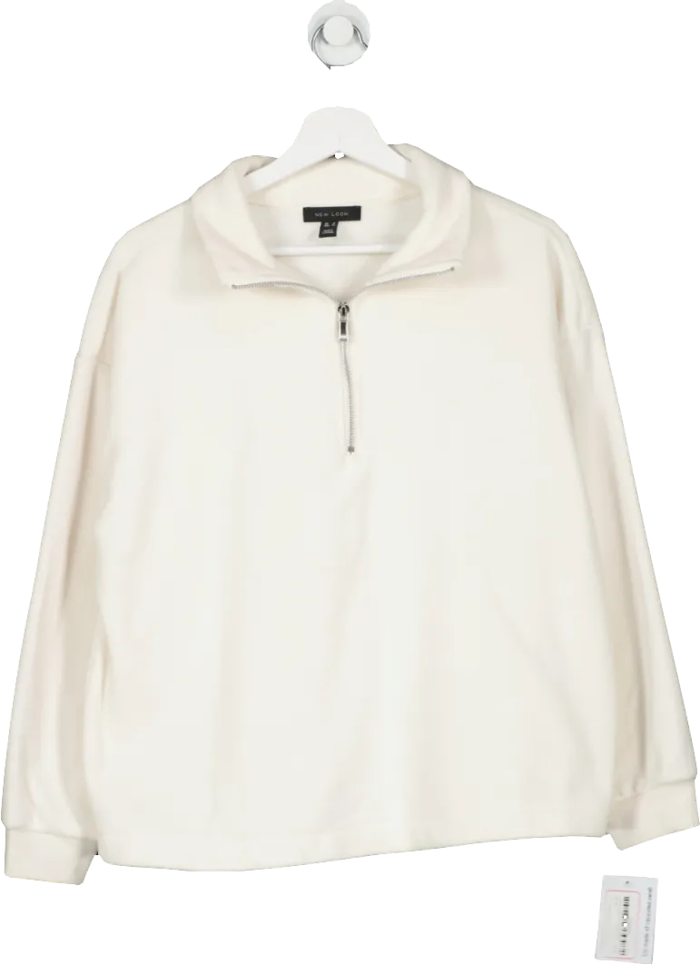 New Look Off White Teddy Half Zip Neck Fleece UK M