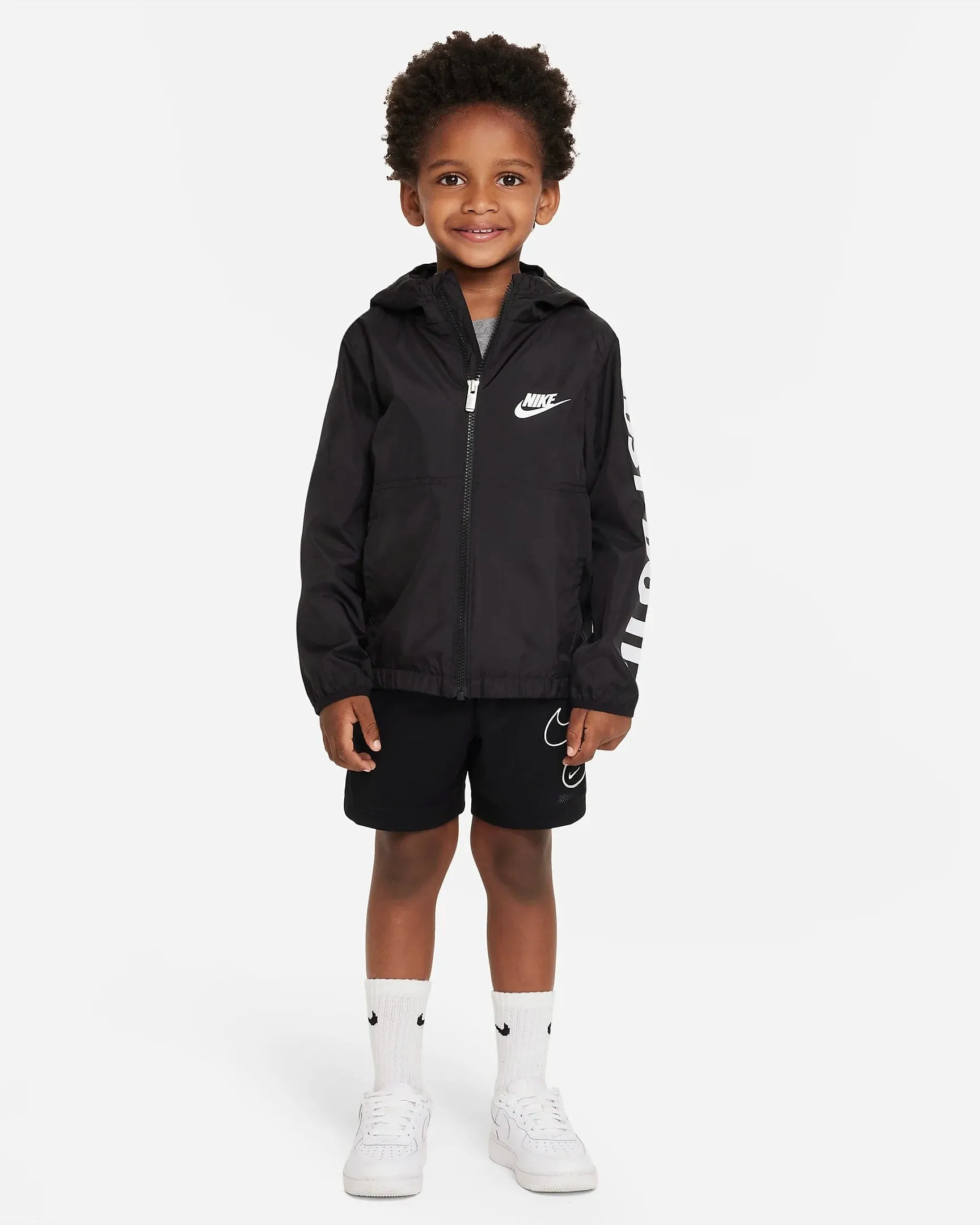 NIKE JUNIOR JUST DO IT BLACK WINDBREAKER JACKET