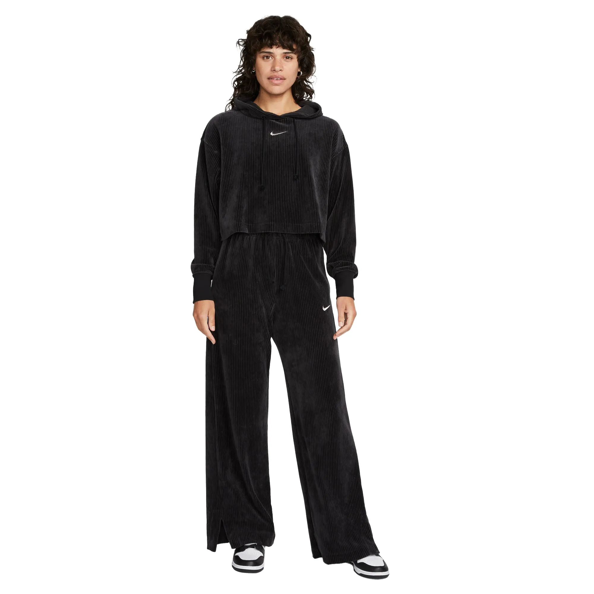 Nike Sportswear Women's Velour Cropped Pullover Hoodie Black DQ5927-010