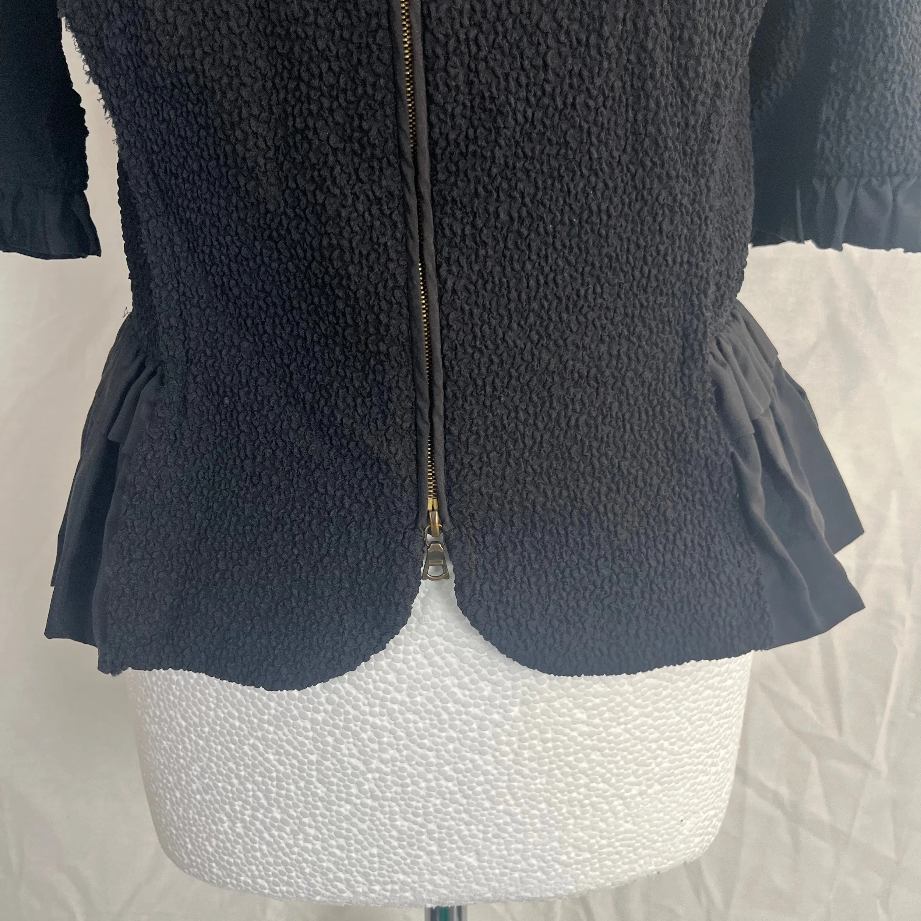 Nina Ricci Black Vintage Textured Zippered Jacket S/M