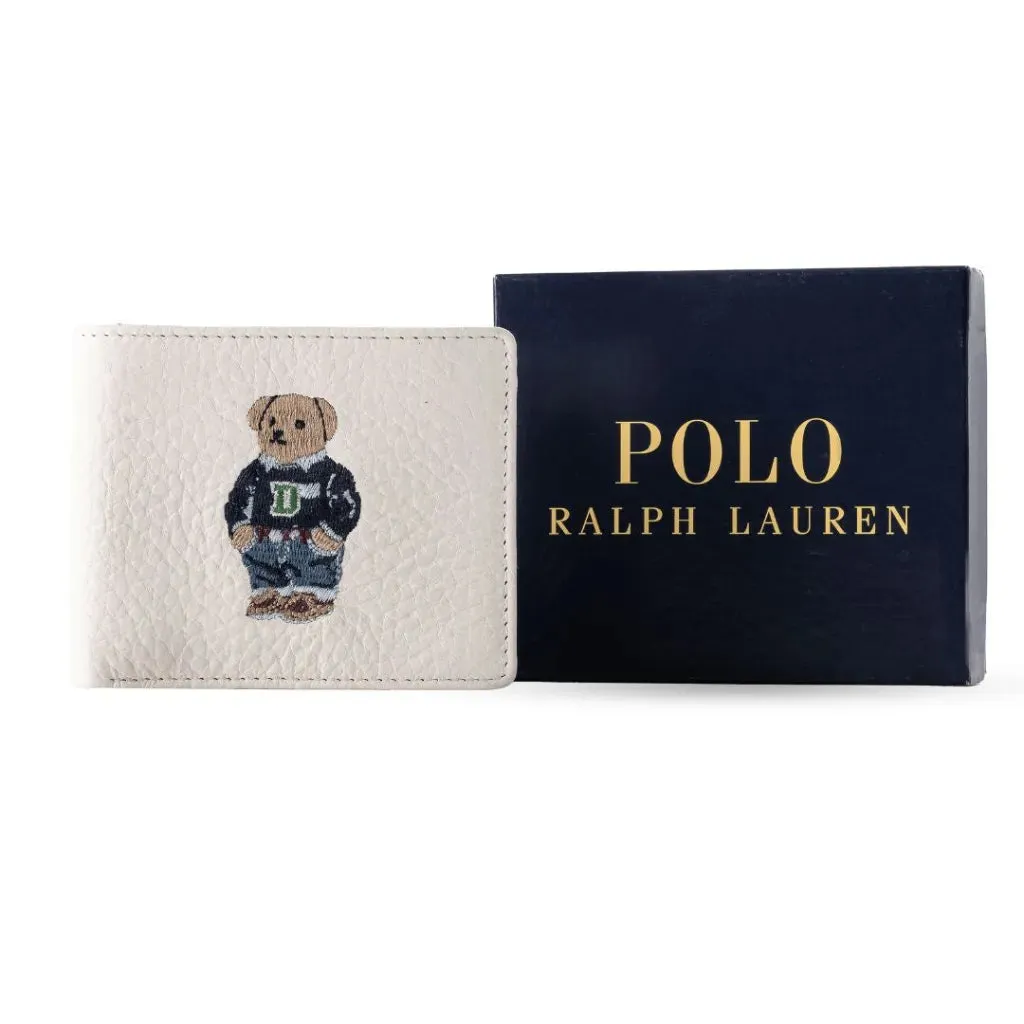 POLO RALPH LAUREN Bear Leather Bifold Wallet - WHT