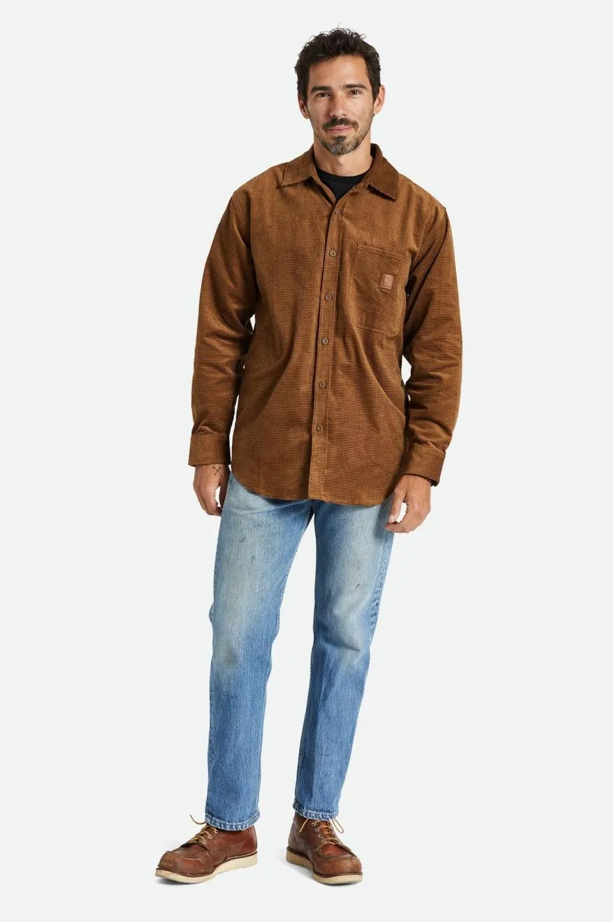 Porter Long Sleeve Waffle Corduroy Shirt - Bison Brown