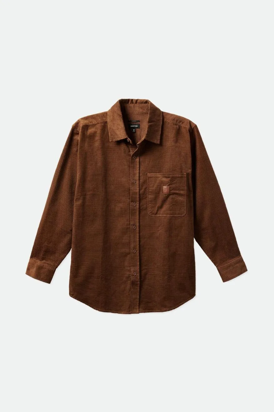 Porter Long Sleeve Waffle Corduroy Shirt - Bison Brown