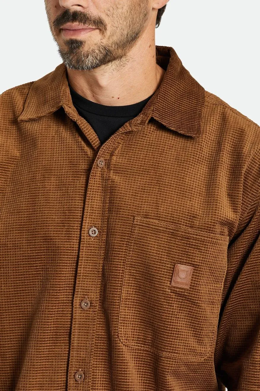 Porter Long Sleeve Waffle Corduroy Shirt - Bison Brown