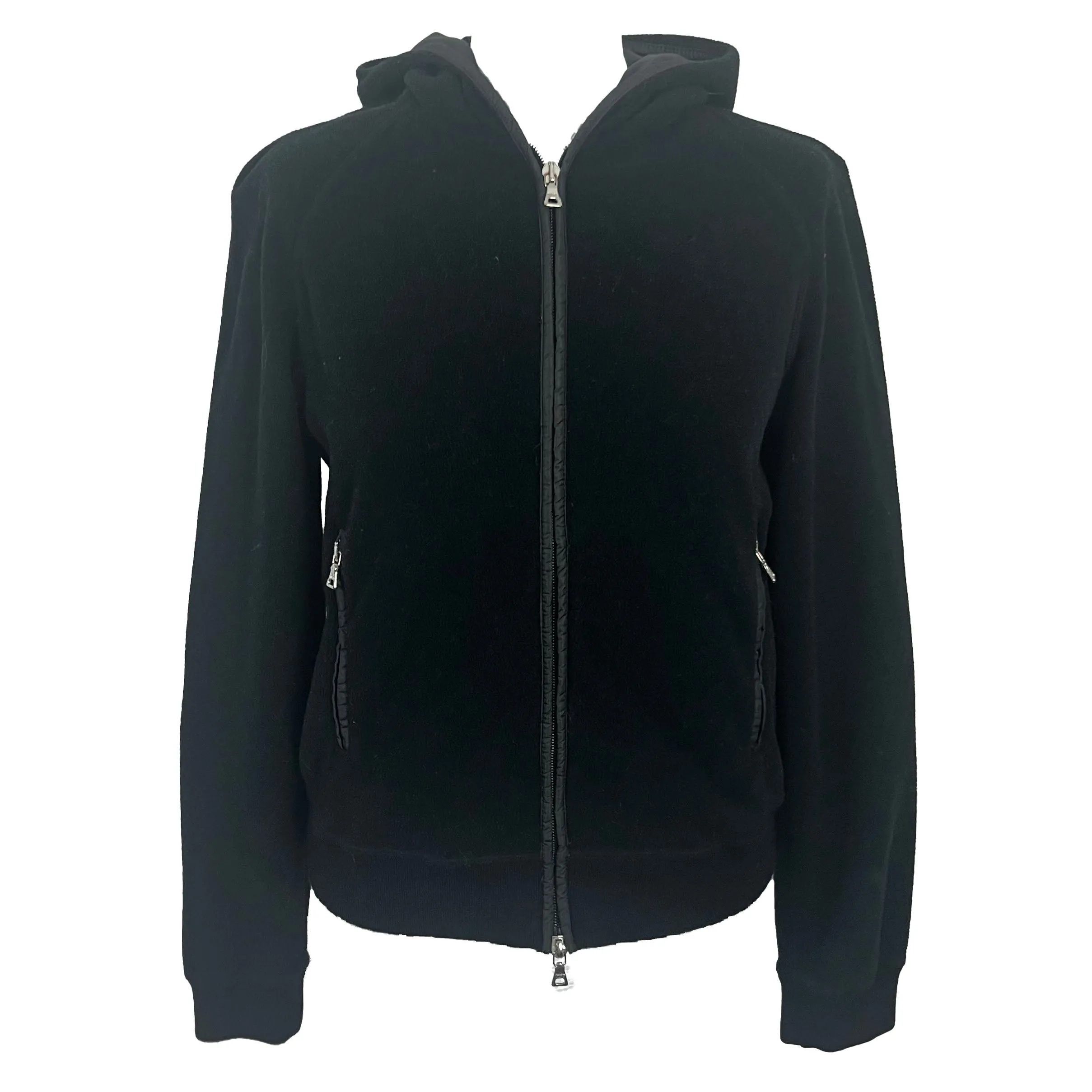 Prada Vintage Black Polyester Fleece Sports Hoodie XS/S/M