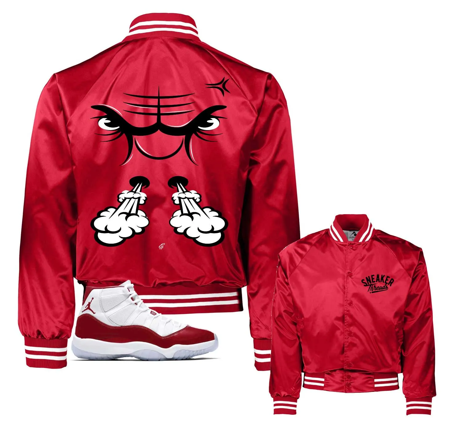 Retro 11 Cherry Raging Face Satin Jacket