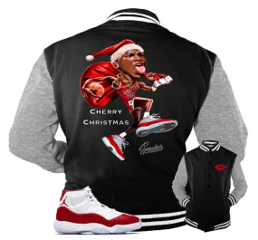 Retro 11 Varsity Red Jacket - Chery Christmas - Black