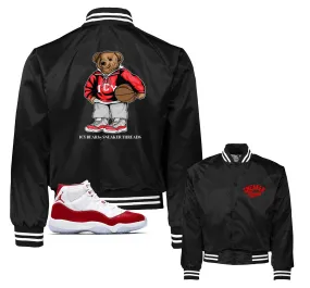 Retro 11 Varsity Red Satin Jacket - Icy Bear