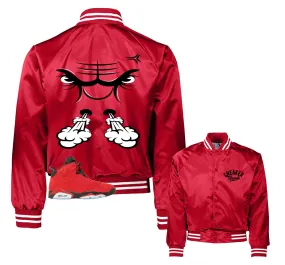 Retro 6 Toro Bravo Raging Face Satin Jacket