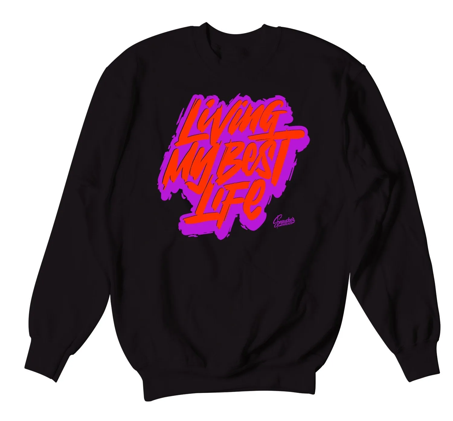 Retro 7 Black Gloss Sweater - Living Life - Black