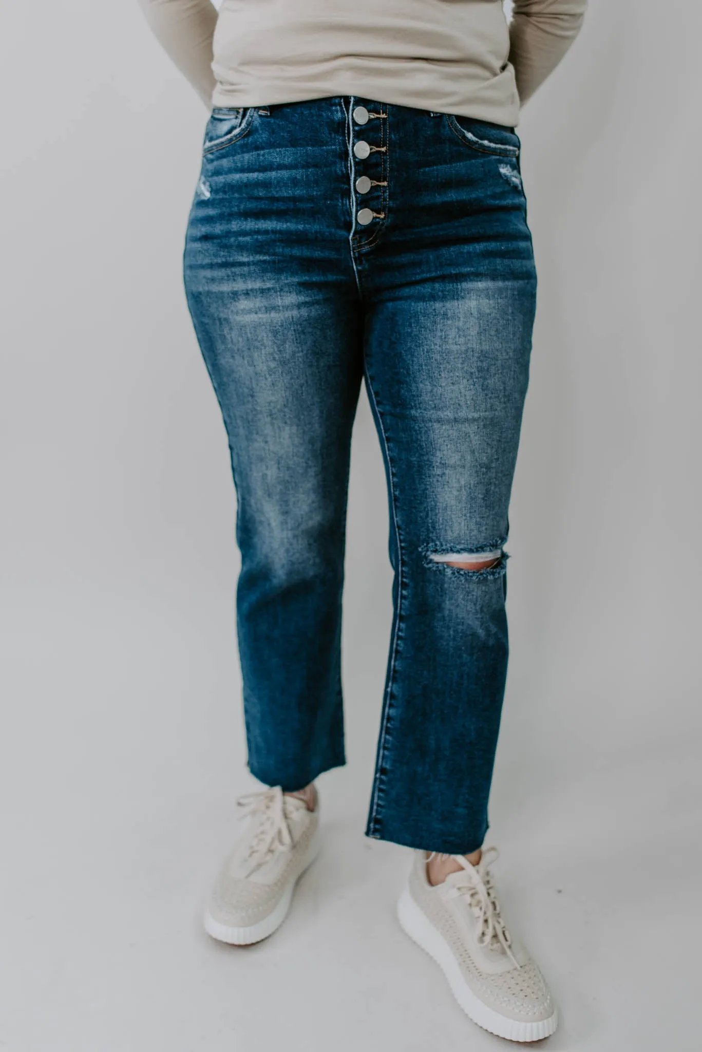 Risen Chandler Straight Leg Button Jeans