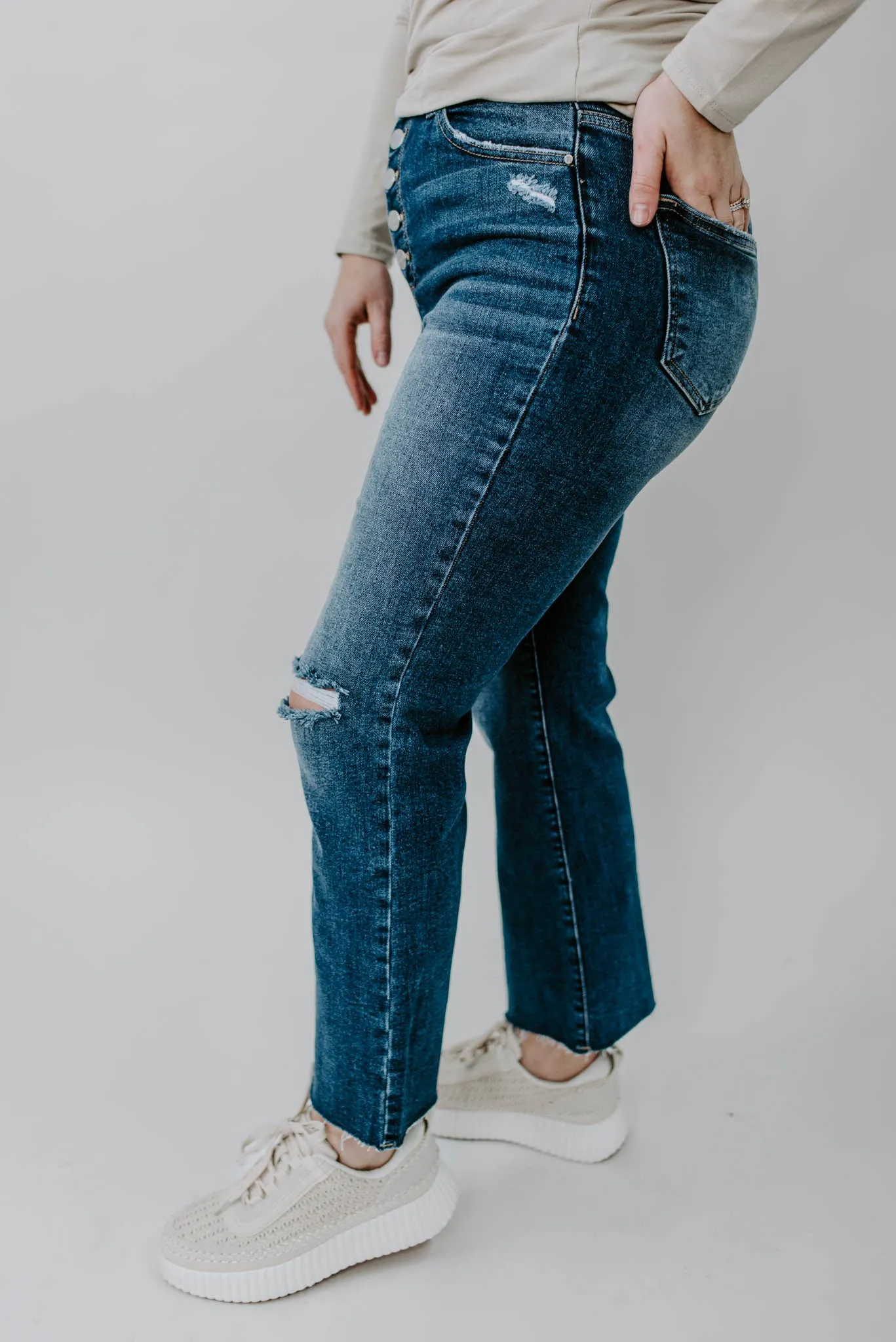 Risen Chandler Straight Leg Button Jeans