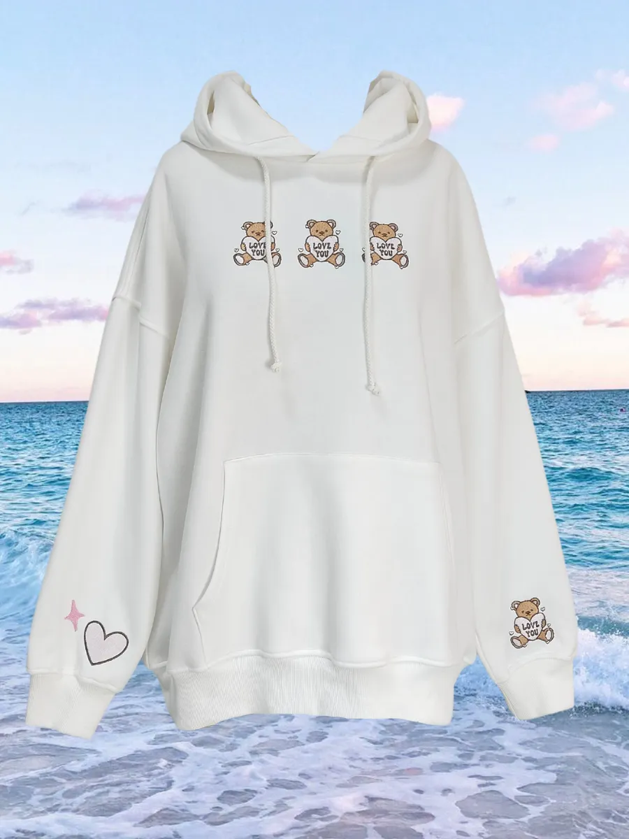 Teddy Bear Embroider Hoodie