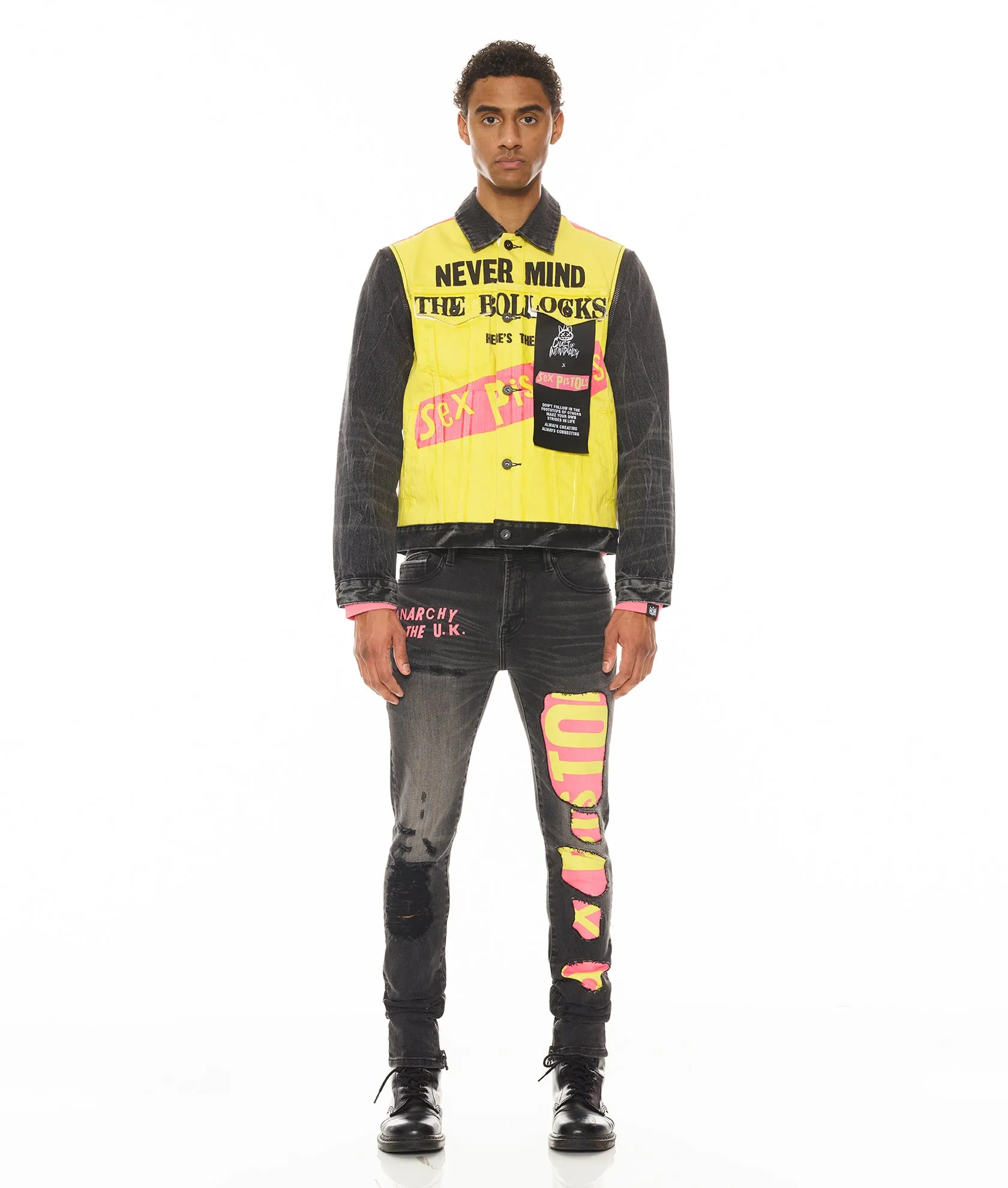 TYPE II JACKET WITH ZIP OFF SLEEVES "SEX PISTOLS" IN BOLLOCKS