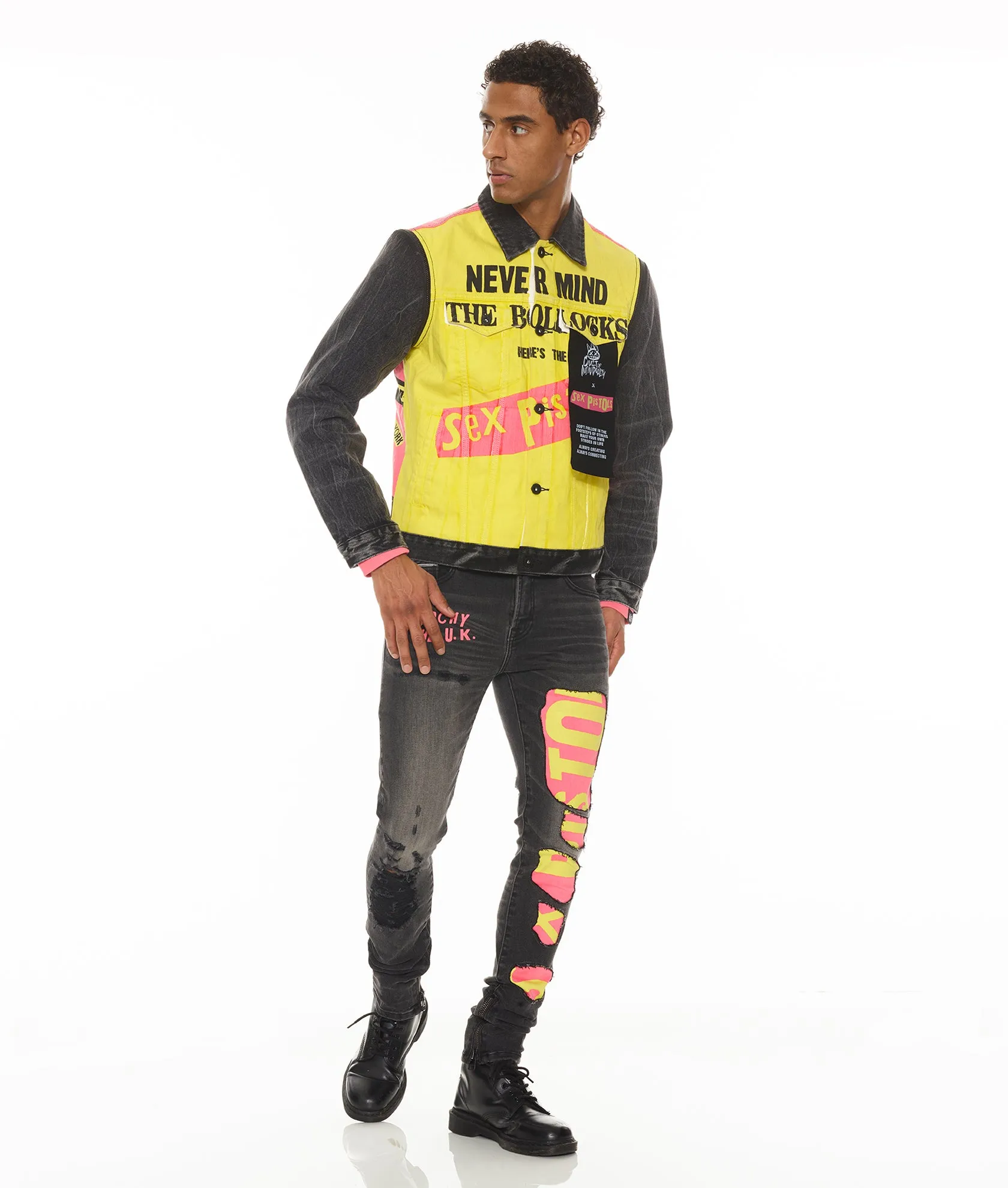 TYPE II JACKET WITH ZIP OFF SLEEVES "SEX PISTOLS" IN BOLLOCKS