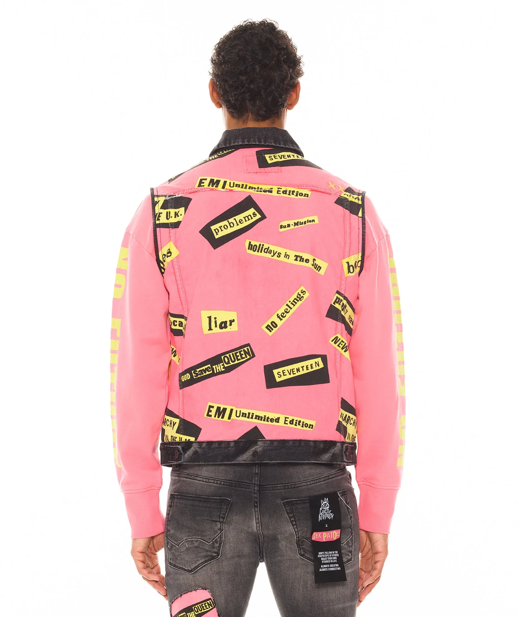 TYPE II JACKET WITH ZIP OFF SLEEVES "SEX PISTOLS" IN BOLLOCKS