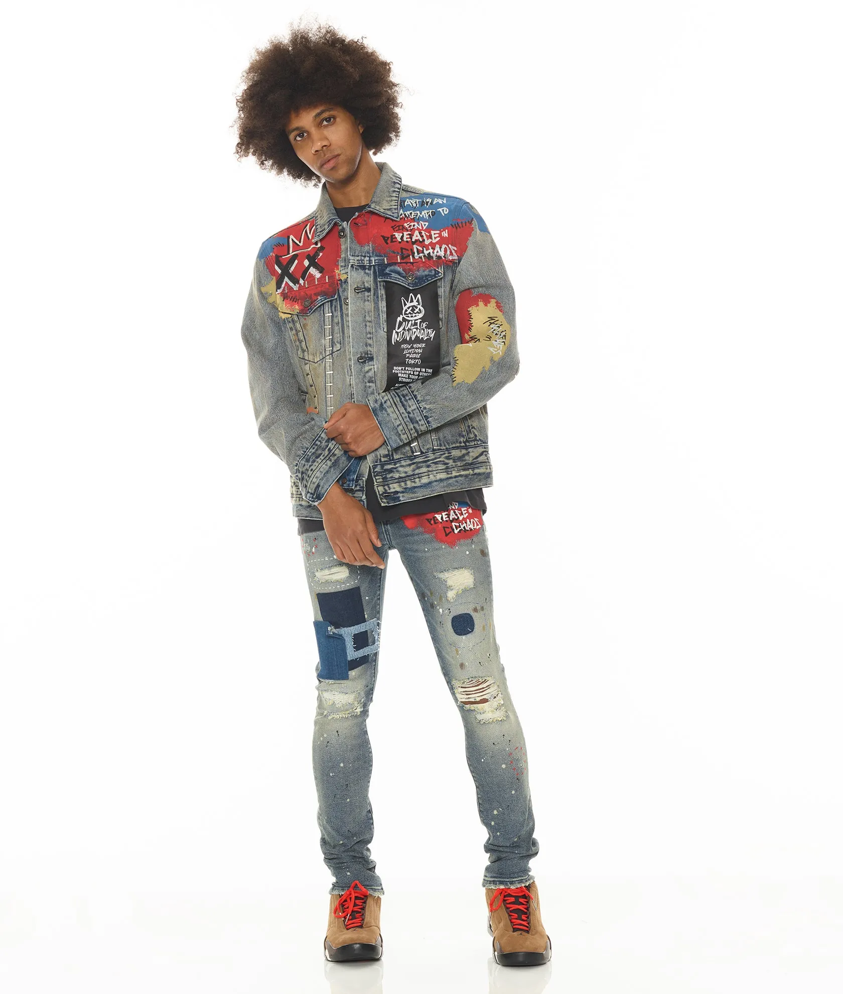 TYPE IV DENIM JACKET WITH DOUBLE CUFF AND WAISTBAND IN BASQ