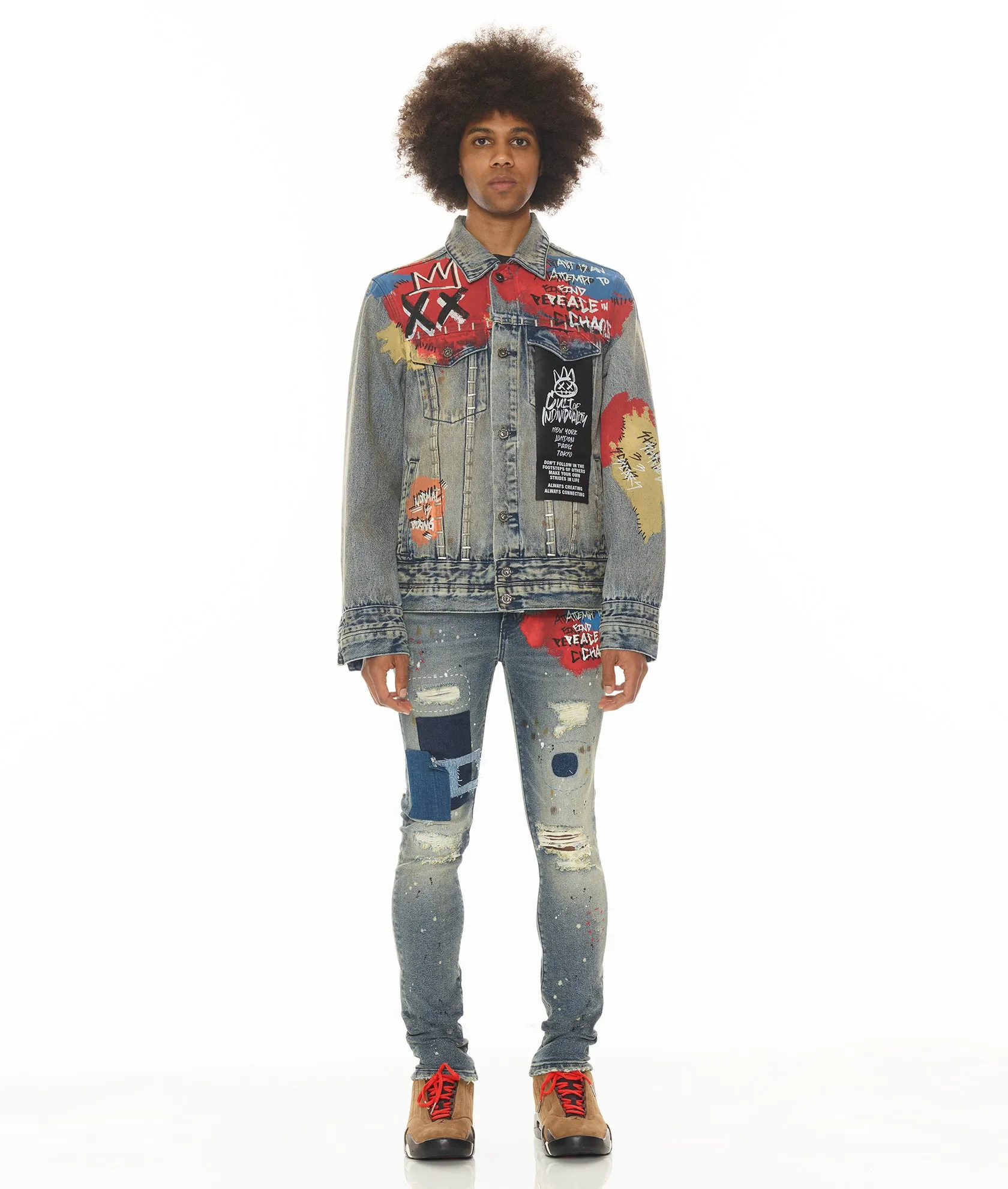 TYPE IV DENIM JACKET WITH DOUBLE CUFF AND WAISTBAND IN BASQ