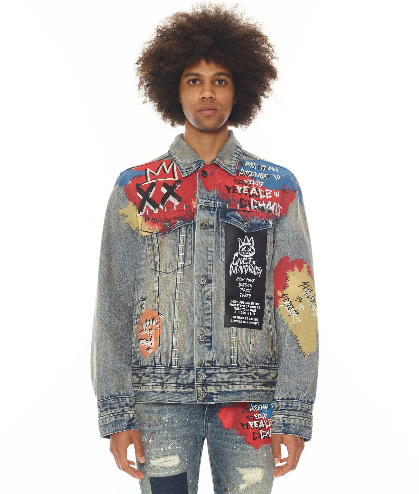 TYPE IV DENIM JACKET WITH DOUBLE CUFF AND WAISTBAND IN BASQ