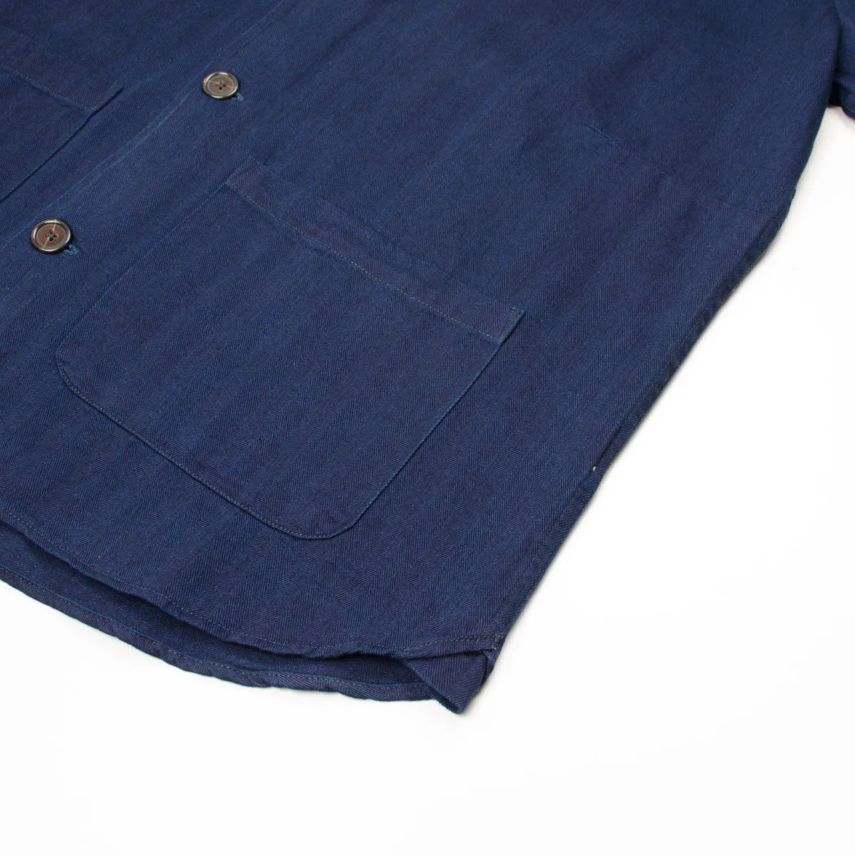 Certainly! Here’s an optimized title for the product:

Universal Works Herringbone Denim Travail Overshirt in Indigo - Stylish and Versatile Workwear