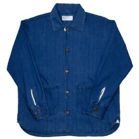 Universal Works - Travail Shirt Herringbone Denim - Washed Indigo