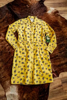 Vintage Western Yellow Corduroy Dress