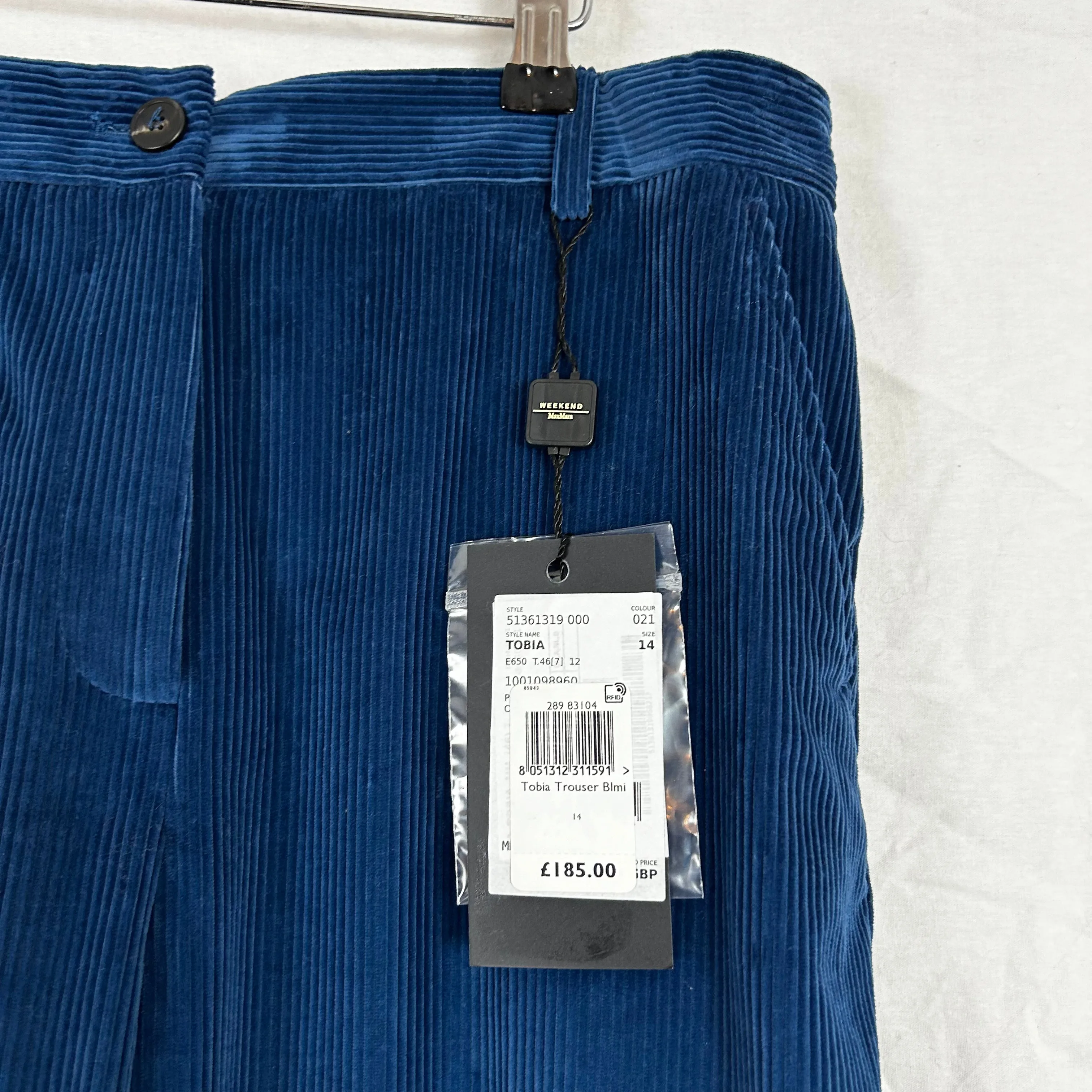 Weekend Max Mara Blue Corduroy Tobia Trousers L