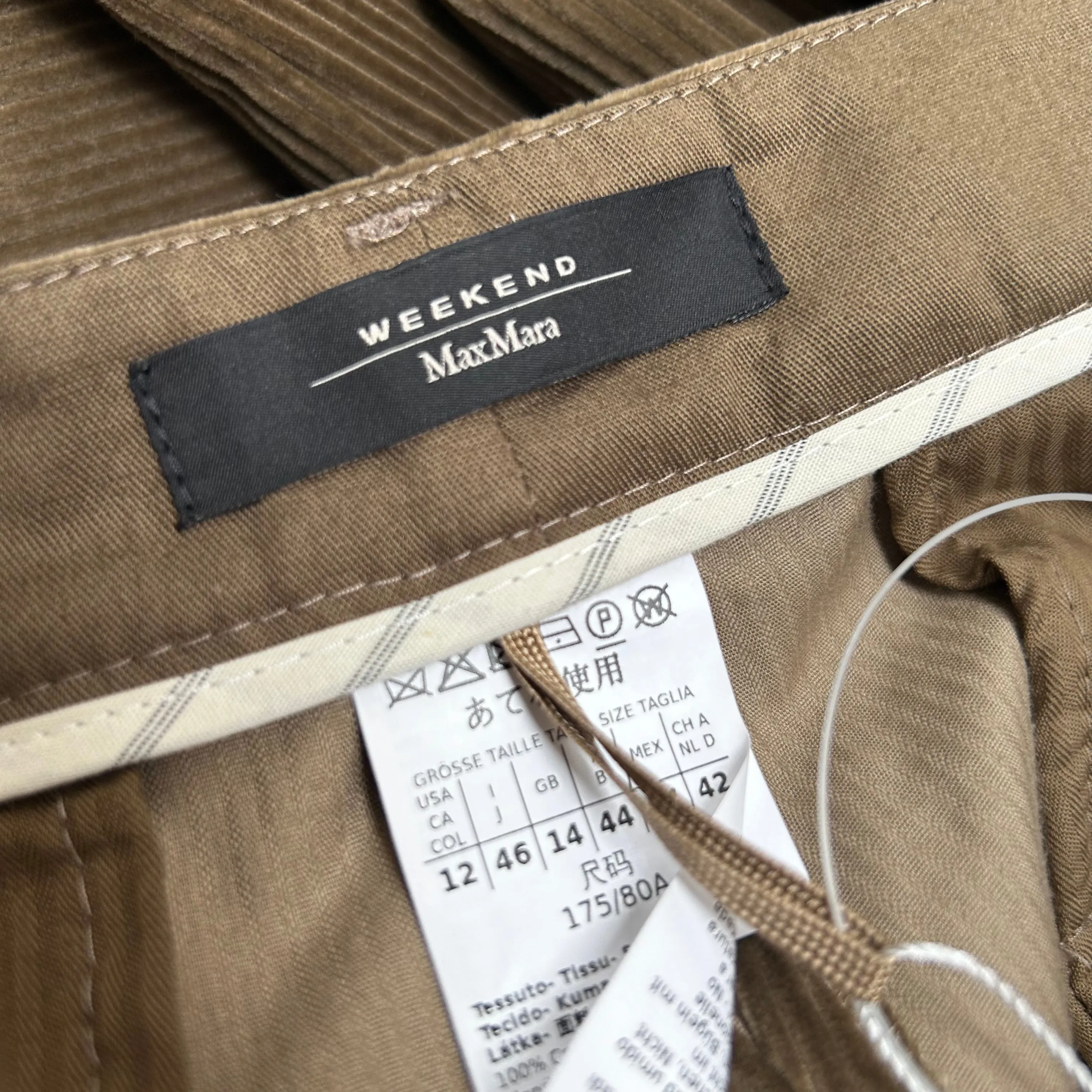 Weekend Max Mara Khaki Corduroy Tobia Trousers L