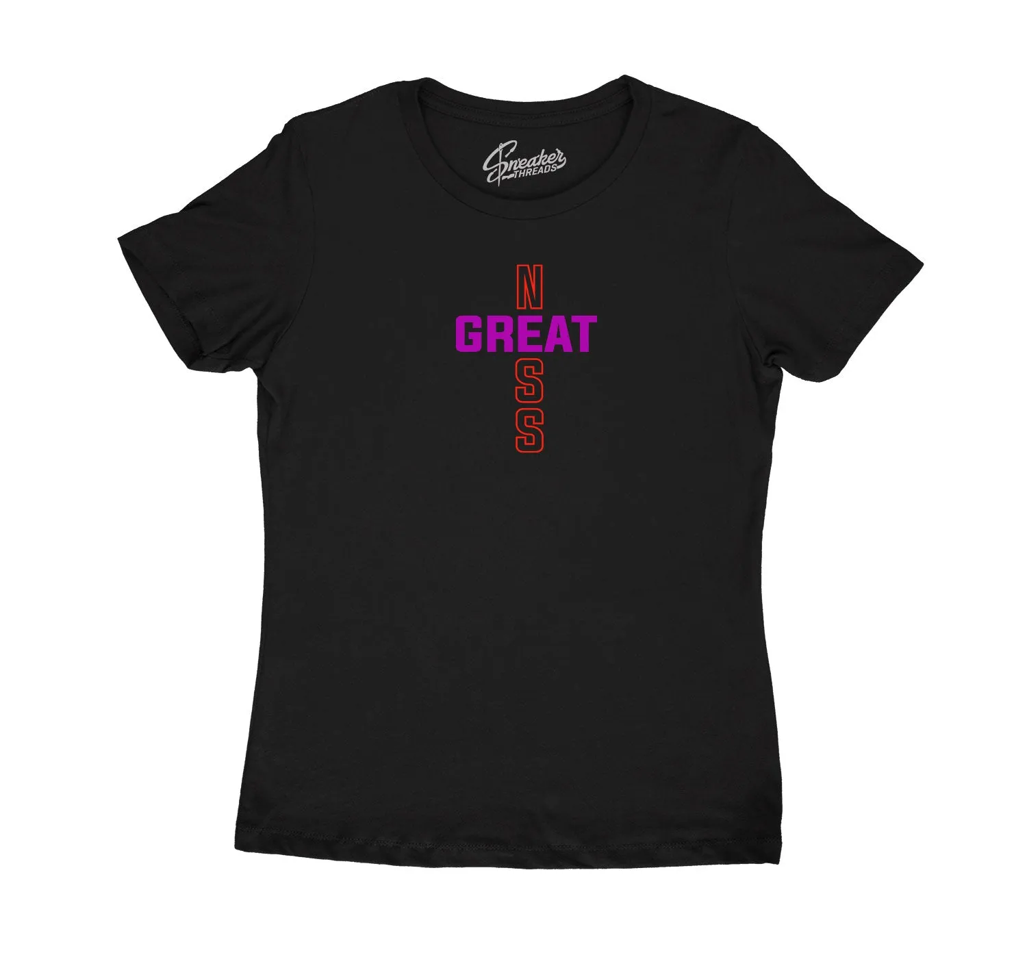 Womens Black Gloss 7 Shirt - Greatness Cross - Black