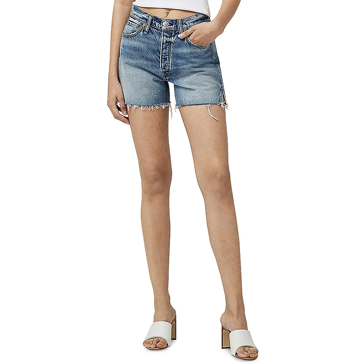 Womens Mini Raw Hem Denim Shorts